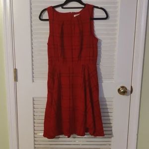 Red Plaid Flare Dress